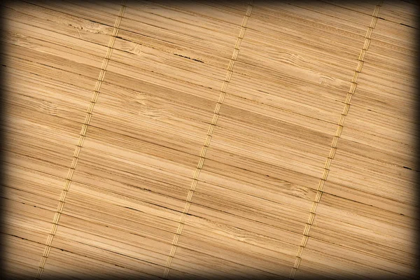 Сельский природный коричневый Bamboo Place Mat Slatted Interlaced Coarse Vignette Grunge Texture — стоковое фото