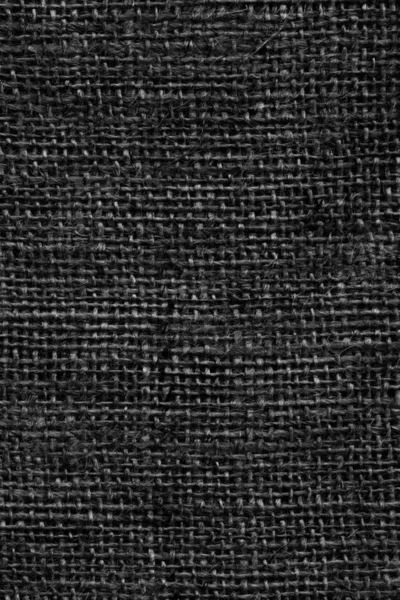High Resolution Black Burlap Canvas Coarse Grain Grunge Background Texture — Stock Photo, Image