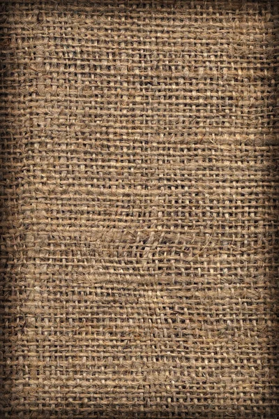 High Resolution Natural Brown Burlap Canvas Coarse Grain Vignett — Stock Photo, Image