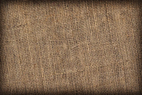 Hochauflösende natürliche braune Klette Leinwand grobe Körnung Vignette Grunge Hintergrund Textur — Stockfoto
