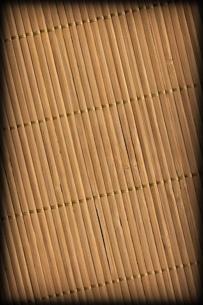 Сельский природный коричневый Bamboo Place Mat Slatted Interlaced Coarse Vignette Grunge Texture — стоковое фото