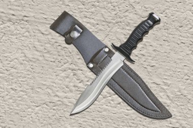 Sabit Blade Taktik Muharebe av hayatta kalma Sawback Bowie bıçak siyah deri kılıf ile kaba tahıl ayarla jüt tuval Grunge zemin astarlanmalıdır