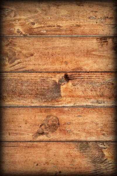 Oude verweerde gerot gebarsten geknoopte gelakt grenen planken schilferige vignet Grunge Texture Detail — Stockfoto