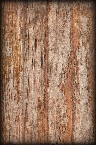 Oude verweerde gerot gebarsten geknoopte gelakt grenen planken schilferige vignet Grunge Texture Detail — Stockfoto