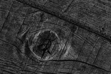 Siyah eski yıpranmış düğümlü çam ahşap Floorboard Grunge doku detay kırık