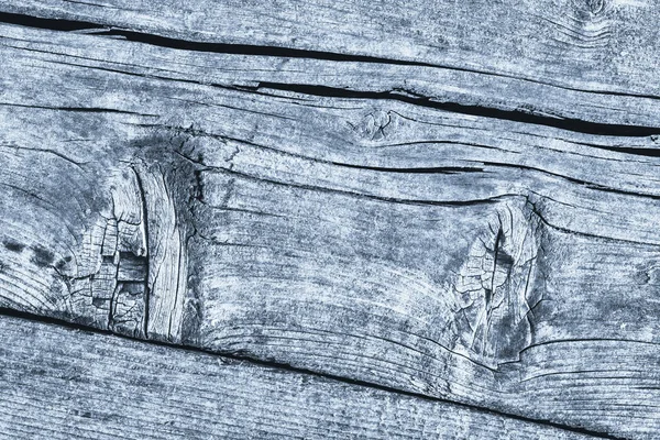 蓝色老风化破裂打结松树木地板垃圾纹理细节 — 图库照片