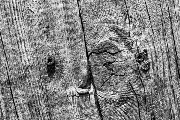 Gris viejo envejecido agrietado anudado madera de pino suelo grunge textura con tornillos oxidados Phillips incrustado detalle — Foto de Stock