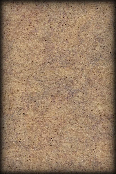 High resolution photograph of recycle paper brown coarse grain mottled vignette grunge texture sample — Stock Photo, Image