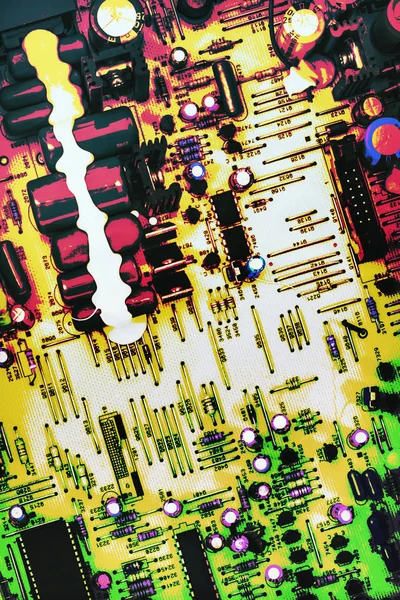 Microcircuit Motherboard Detail Multicolored Background — Stock Photo, Image