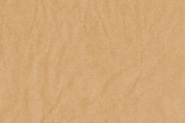 High Resolution Ocher Recycled Striped Kraft Paper Crumpled Coarse Grain Texture — 스톡 사진