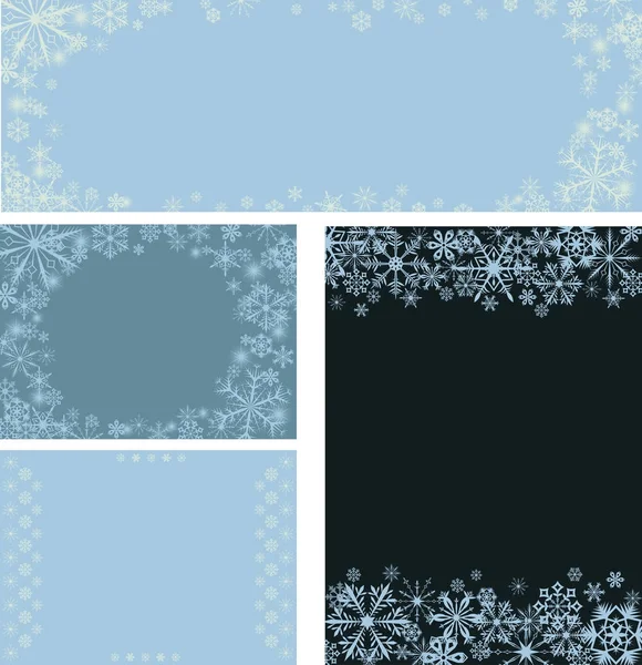 Conjunto Banderas Navidad Copos Nieve Ganchillo — Vector de stock