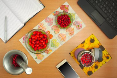 tentürler dogrose ve alıç, telefon, defter hazırlanması