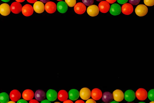 Frame Colorful Jelly Bean Candies Black Background Salin Ruang Dalam — Stok Foto