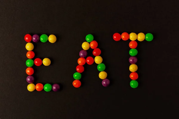 Kata Yang Dapat Dimakan Makan Dari Permen Jelly Kacang Berwarna — Stok Foto