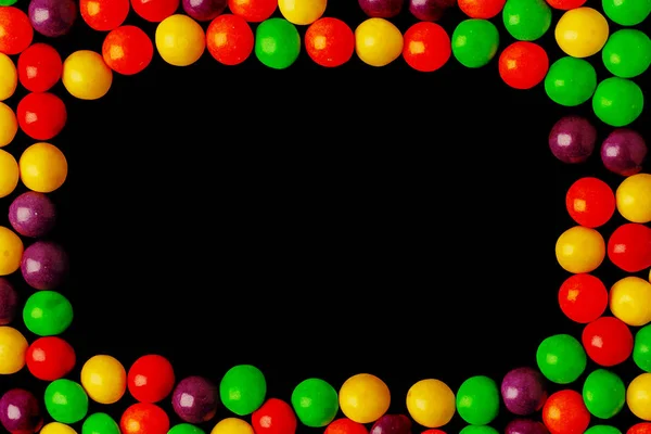 Frame Colorful Jelly Bean Candies Black Background Salin Ruang Tengah — Stok Foto