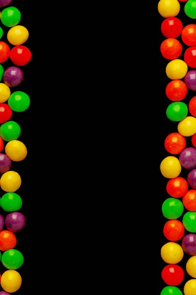 Frame Colorful Jelly Bean Candies Black Background Salin Ruang Middle — Stok Foto