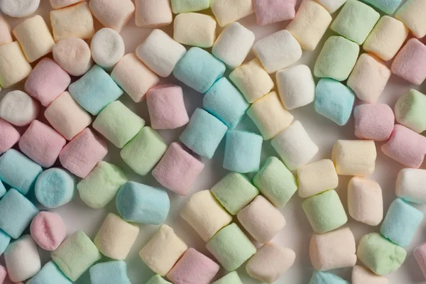 Banyak Marshmallow Mini Berwarna Warni Untuk Kopi Dan Dekorasi Kakao — Stok Foto