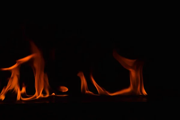 Ogień Płomienie Czarnym Tle — Zdjęcie stockowe