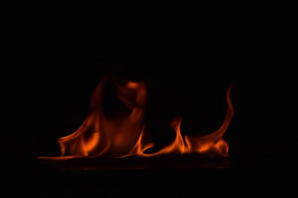 Flammes Feu Sur Fond Noir — Photo