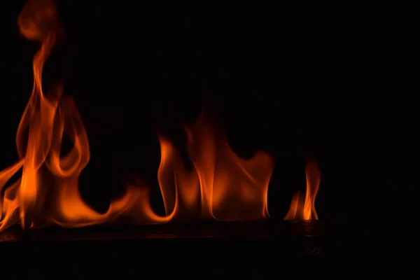 Vuur Vlammen Zwarte Achtergrond — Stockfoto