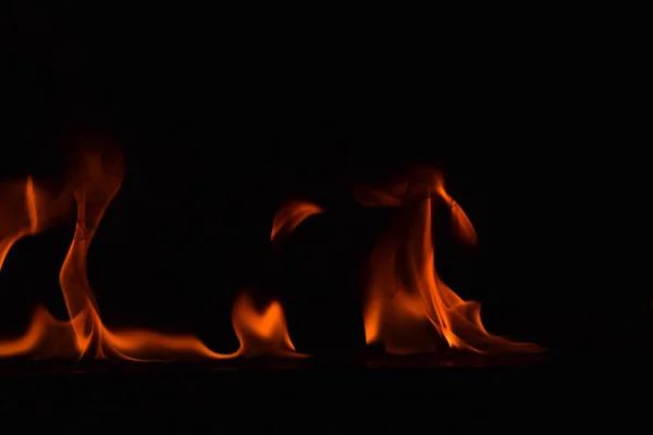 Flammes Feu Sur Fond Noir — Photo