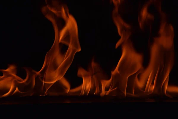 Astratto Fuoco Fiamme Isolato Sfondo Nero — Foto Stock