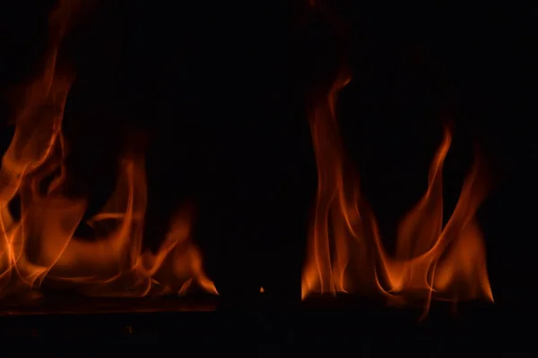 Abstrakte Feuer Flammen Isoliert Auf Schwarzem Hintergrund — Stockfoto