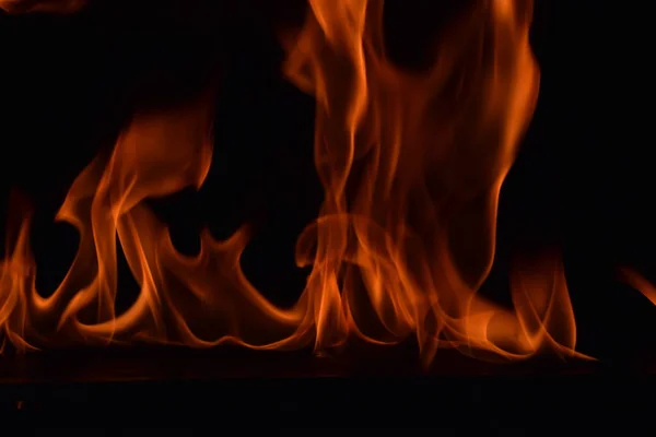 Résumé Flammes Feu Isolées Sur Fond Noir — Photo