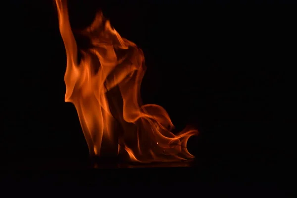 Résumé Flammes Feu Isolées Sur Fond Noir — Photo