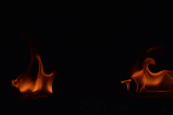 Résumé Flammes Feu Isolées Sur Fond Noir — Photo