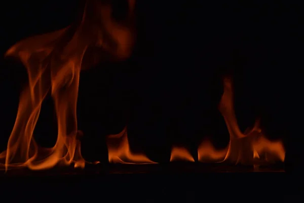 Résumé Flammes Feu Isolées Sur Fond Noir — Photo