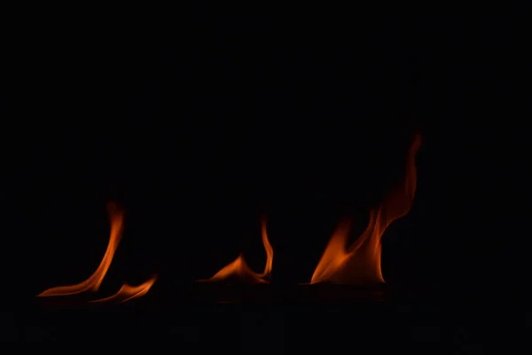 Résumé Flammes Feu Isolées Sur Fond Noir — Photo