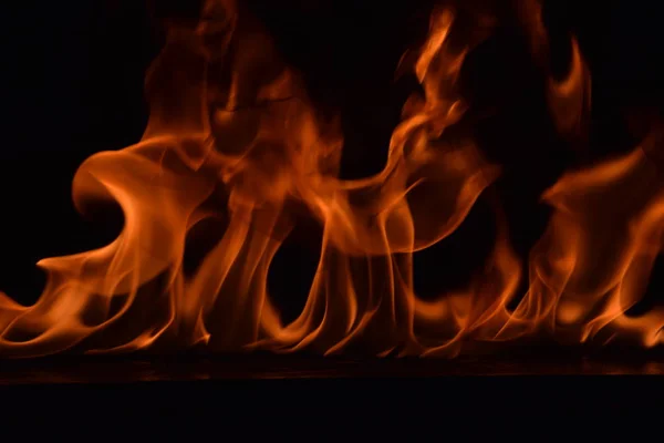 Résumé Flammes Feu Isolées Sur Fond Noir — Photo