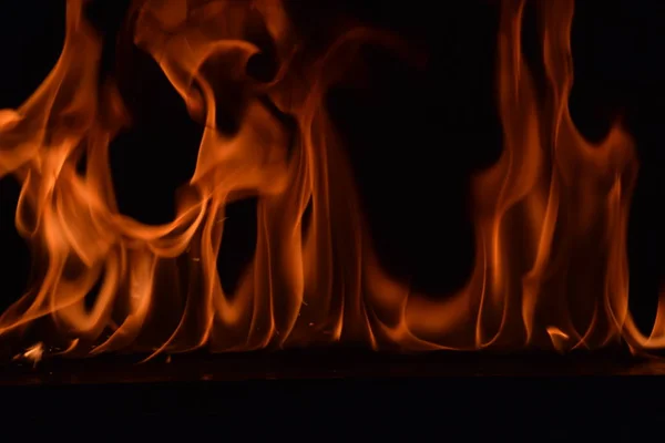 Abstrakte Feuer Flammen Isoliert Auf Schwarzem Hintergrund — Stockfoto