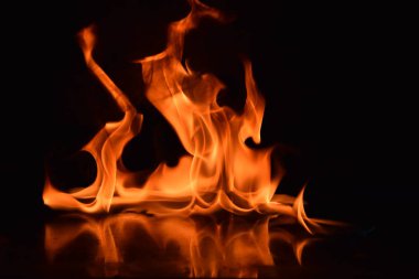 Siyah arka plan üzerine izole soyut yangın alevleri