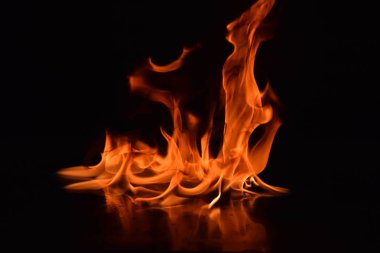 Siyah arka plan üzerine izole soyut yangın alevleri