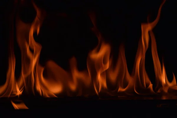 Résumé Flammes Feu Isolées Sur Fond Noir — Photo