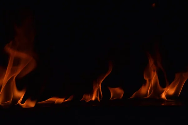 Résumé Flammes Feu Isolées Sur Fond Noir — Photo