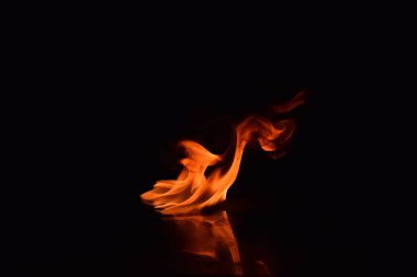 Siyah arka plan üzerine izole soyut yangın alevleri