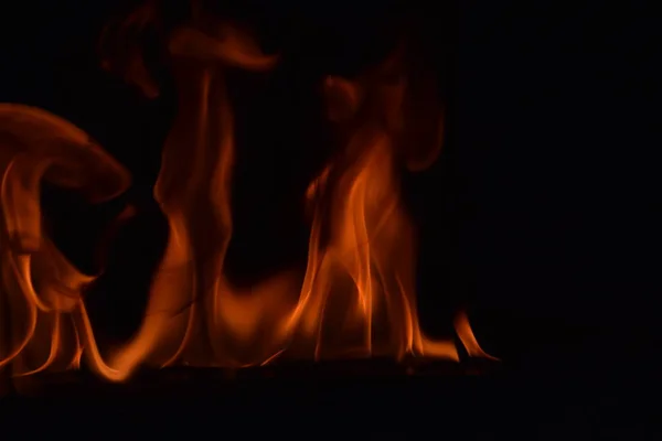 Résumé Flammes Feu Isolées Sur Fond Noir — Photo