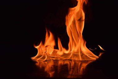 Siyah arka plan üzerine izole soyut yangın alevleri