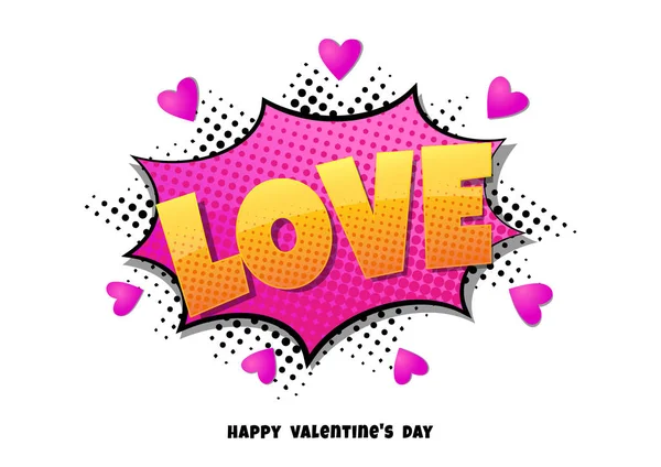 Comic Φούσκα Σχήμα Καρδιάς Αγάπη Ποπ Τέχνη Ρετρό Στυλ Ημέρα — Διανυσματικό Αρχείο