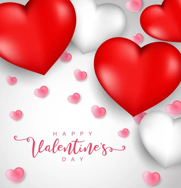 Sfondo San Valentino Con Cuori Illustrazione Vettoriale Carino Striscione Amore — Vettoriale Stock
