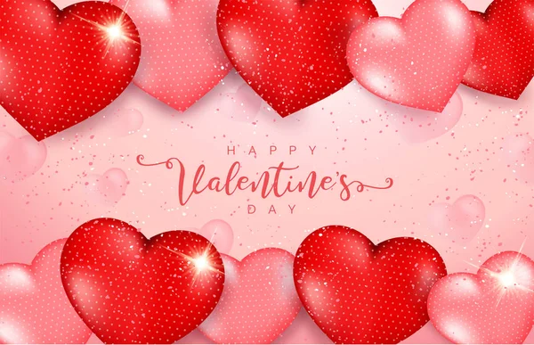 Fondo Del Día San Valentín Con Corazones Ilustración Vectorial Lindo — Vector de stock
