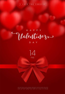Valentine's day greeting card templates with realistic of beautiful red heart on red background  clipart