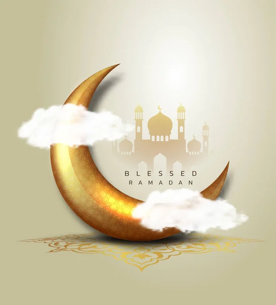 Ramadan Kareem Design Pohlednic Zlaté Ramadánské Lucerny Islámská Oslava Arabské — Stockový vektor
