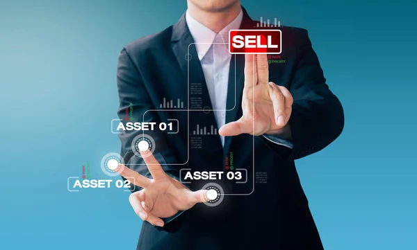 Business man hand sign about sell asset — Stock Photo, Image