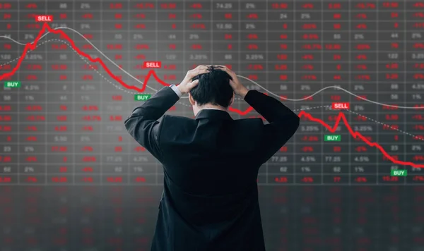 Business man disappointed about stocks investment — Stock Photo, Image