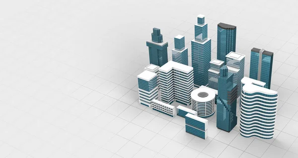 Rascacielos modernos en la inversión de negocios 3d render — Foto de Stock