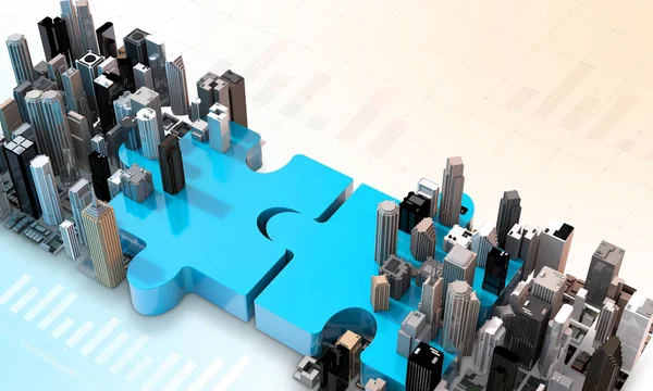 birleşme ve satın alma iş kavramı, birleştirmek bulmaca 3d